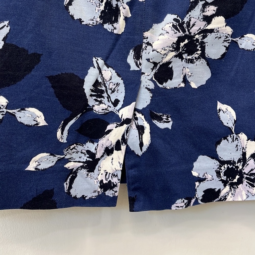 The Limited Floral Pencil Skirt Women’s Size 12 Navy Blue Cotton Stretch Lined - Picture 4 of 9